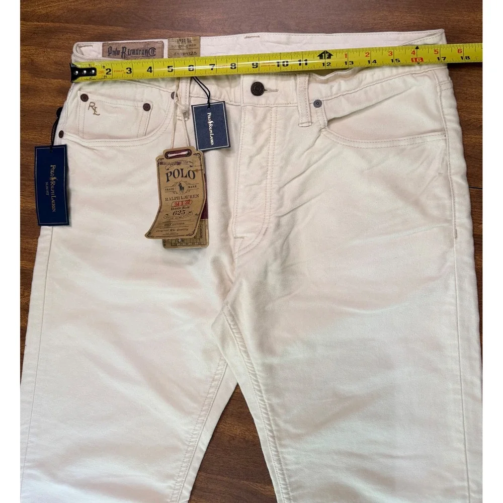 NWT Polo Ralph Lauren Varick Slim 625 Jeans Men's 34x32 Classic Soft White
